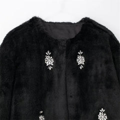 Rhinestone Black Fur Coat