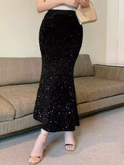 Fishtail Sequin Midi Skirt