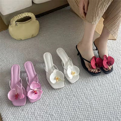 Orchid Bloom Thong Heels