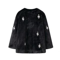 Rhinestone Black Fur Coat