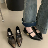 Hulu Pointed Metal Buckle Flats