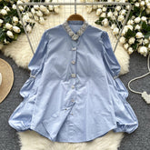 Embellish Collar Puff Shirts