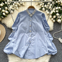 Embellish Collar Puff Shirts