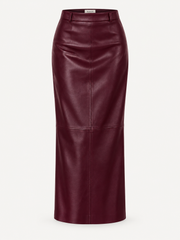 Bordeaux Faux Leather Midi Skirt