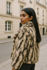 Faux Fur Striped Jacket