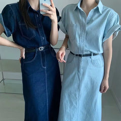 Korean Denim Collar Dress