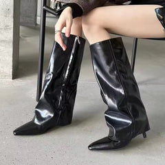 Britney Overlay Leather Boots