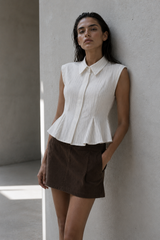Avery Pinstripe Peplum Shirt