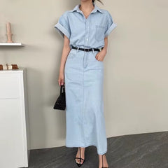 Korean Denim Collar Dress