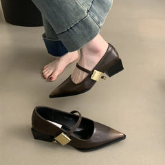 Hulu Pointed Metal Buckle Flats