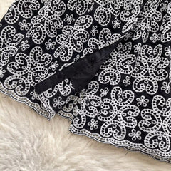 Midnight Muse Lace Mini Dress – Black & White Elegance