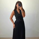 Rosette Top with Pleated Skirt Set