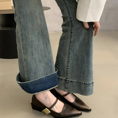 Hulu Pointed Metal Buckle Flats