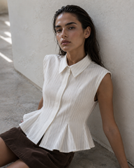 Avery Pinstripe Peplum Shirt