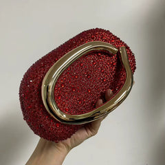 Crystal Embellished Oval Clutch Bag