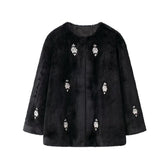 Rhinestone Black Fur Coat