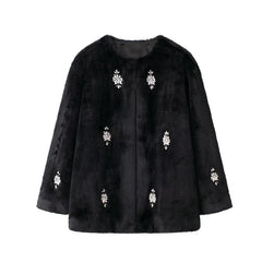Rhinestone Black Fur Coat