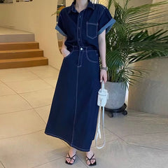 Korean Denim Collar Dress
