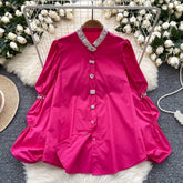 Embellish Collar Puff Shirts