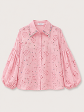 Blush Embellished Puff Sleeve Shirt