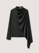 Noir Satin Drape Cape Top