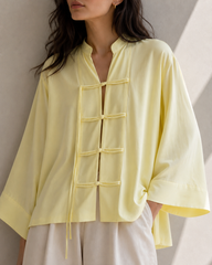 Lemon Tie-Front Kimono Top