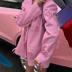 Rosé Bow Detail Oversized Blazer