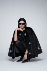 Rhinestone Black Fur Coat
