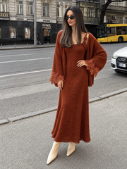 Sienna Rust Knit Dress & Cardigan Set