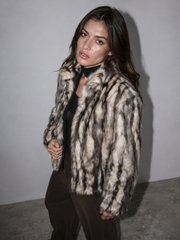 Fur Striped Coat Jacket