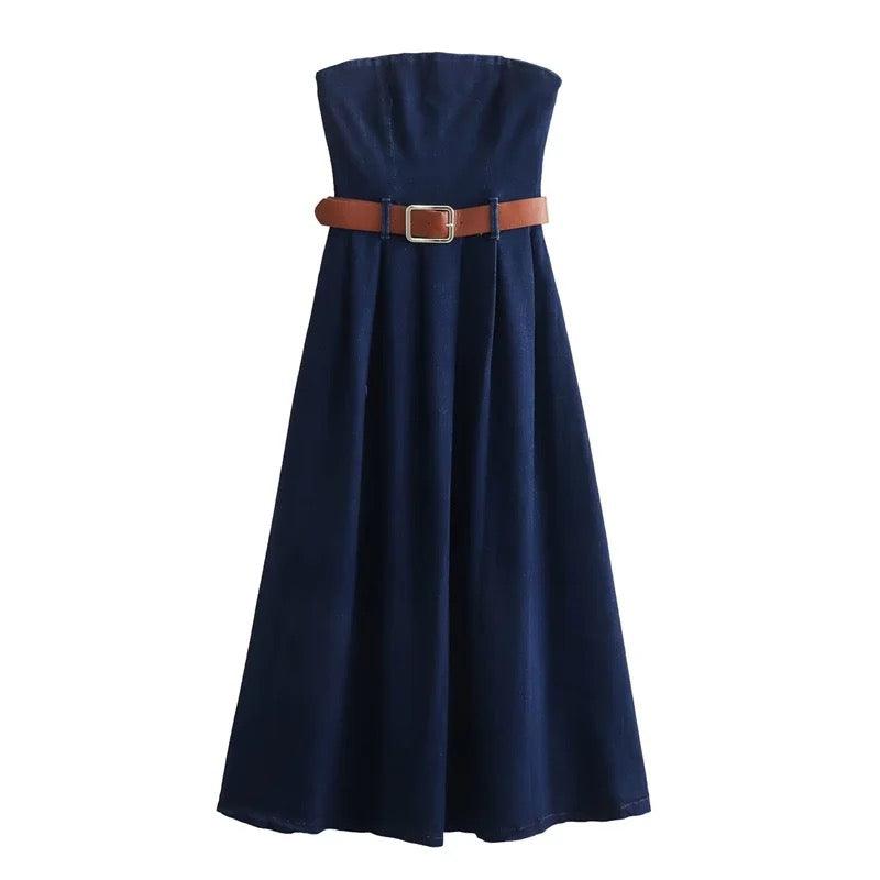 Elsa Denim Tube Dress - Label Frenesi Fashion
