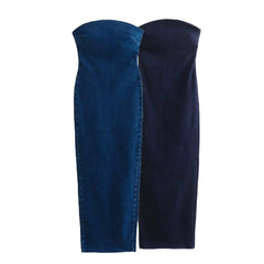 Jenny Denim Tube Maxi Dress - Label Frenesi Fashion