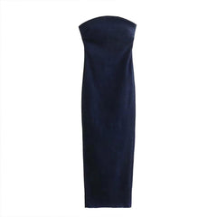 Jenny Denim Tube Maxi Dress - Label Frenesi Fashion