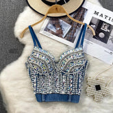 Kelly Pearl Denim Top - Label Frenesi Fashion