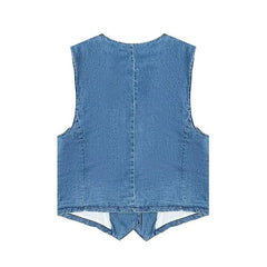 Kesha Denim Waistcoat Top - Label Frenesi Fashion