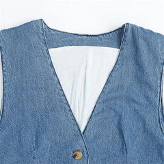 Kesha Denim Waistcoat Top - Label Frenesi Fashion