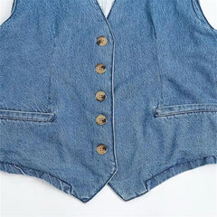 Kesha Denim Waistcoat Top - Label Frenesi Fashion