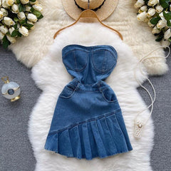 Kirby Denim Tube Dress - Label Frenesi Fashion