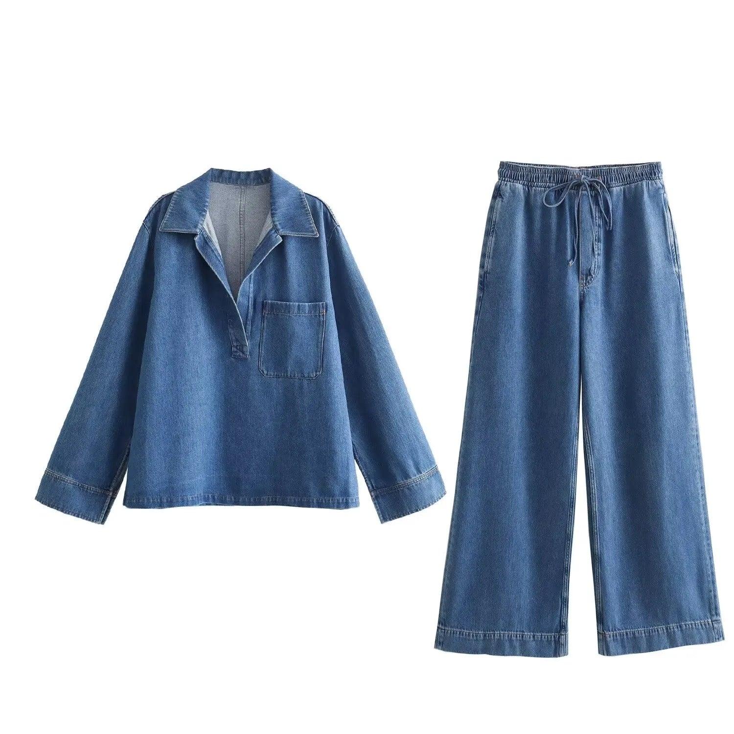 Lola Denim Co-ord Set S SET OF PANTS TOP - Main Image