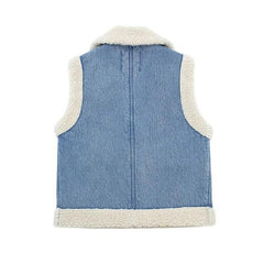 Lola Denim Fur Vest Jacket - Label Frenesi Fashion