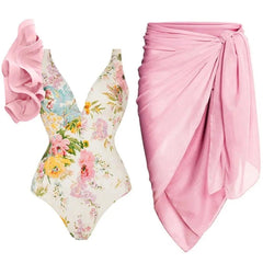 Nigella Blush Swimsuit & Sarong - Label Frenesi Fashion