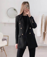 Black Tweed Blazer - Label Frenesi Fashion