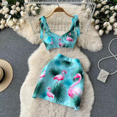Flamingo Skirt & Top Coord Set - Label Frenesi Fashion
