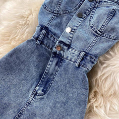 Georgia Denim Tube Jumpsuit - Label Frenesi Fashion