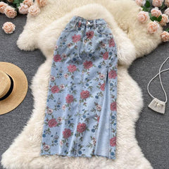 Julie Floral Denim Skirts - Label Frenesi Fashion