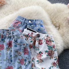 Julie Floral Denim Skirts - Label Frenesi Fashion