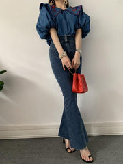 Kate Denim Tops - Label Frenesi Fashion