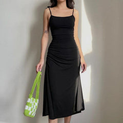 Kim Backless Black Slip Dress - Label Frenesi Fashion