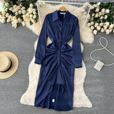 Kimberly Blue Satin Dress - Label Frenesi Fashion