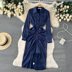 Kimberly Blue Satin Dress - Label Frenesi Fashion